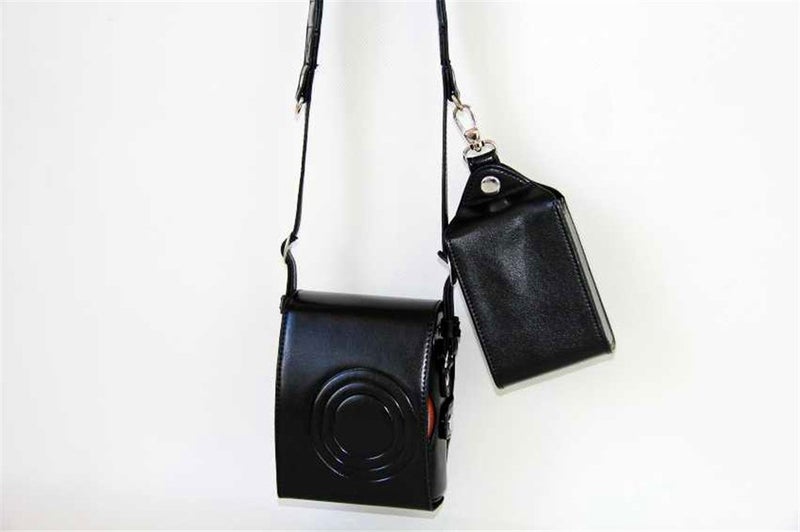 BolinUS Fuji Mini 90 case, BolinUS Handmade PU Leather FullBody Camera Case Bag Cover for Fujifilm Instax Mini 90 with Neck Strap Battery Bag -Black - Image 2